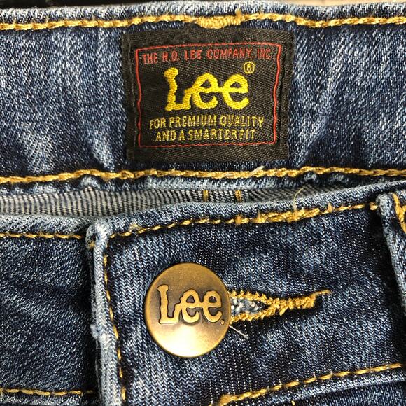 VTG Lee Size 10S 10 Short Mid Rise Regular Fit Bootcut Denim Blue Jeans Pockets - Picture 2 of 8
